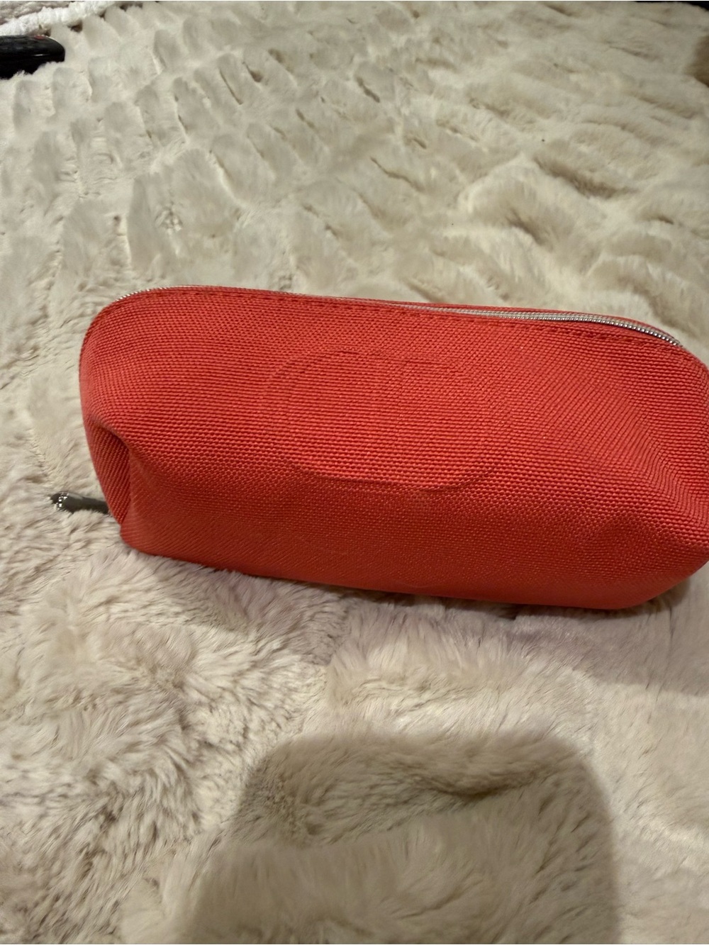 Dior Coral Orange Textured Cosmetic Pouch